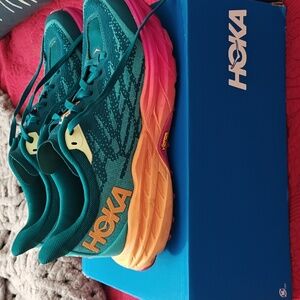 Hoka Women's Teal and Orange Athletic Shoes